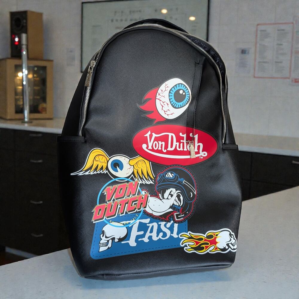 Last Price! RARE NEW Von Dutch Large Flying Eye Graphic Backpack Streetwear Y2K